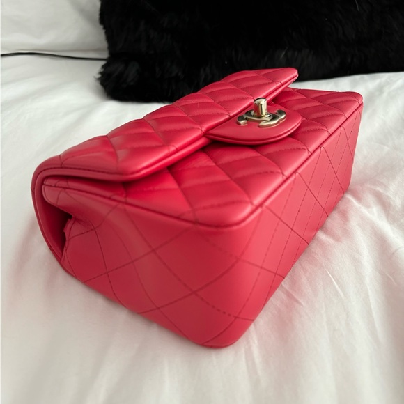 NWT 🖤 CHANEL 24S Red Lambskin Mini Classic Flap Bag - Picture 14 of 16